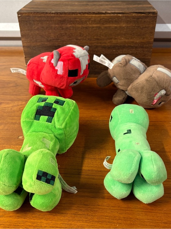 Other - Mojang Minecraft Mixed Lot of 4 Jinx Baby Cow Mooshroom Creeper Plush